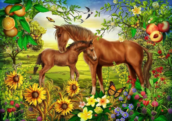 BLUEBIRD, BLUEBIRD-PUZZLE-70186, 3663384701863, PUZZLE ANIMALI BLUEBIRD CAVALLI SPIRIT OF SUMMER 1000 PZ