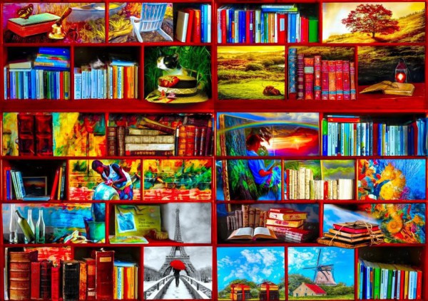 BLUEBIRD, BLUEBIRD-PUZZLE-70212, 3663384702129, PUZZLE OGGETTI BLUEBIRD LIBRERIA THE LIBRARY THE TRAVEL SECTION 1000 PZ
