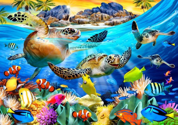 BLUEBIRD, BLUEBIRD-PUZZLE-70292, 3663384702921, PUZZLE PAESAGGI BLUEBIRD FONDALI MARINI TURTLE BEACH 1000 PZ