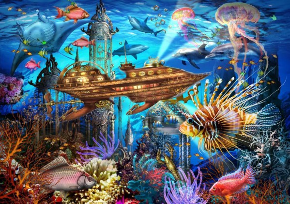 BLUEBIRD, BLUEBIRD-PUZZLE-70121, 3663384701214, PUZZLE PAESAGGI BLUEBIRD FONDALI MARINI AQUA CITY 1000 PZ