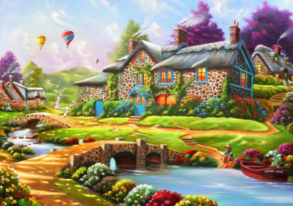 BLUEBIRD, BLUEBIRD-PUZZLE-70097, 3663384700972, PUZZLE EDIFICI BLUEBIRD COTTAGES E CHALETS DREAMSCAPE 1500 PZ