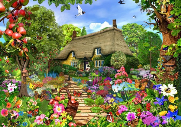 BLUEBIRD, BLUEBIRD-PUZZLE-70141, 3663384701412, PUZZLE EDIFICI BLUEBIRD COTTAGES E CHALETS ENGLISH COTTAGE GARDEN 1500 PZ