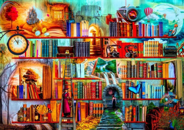 BLUEBIRD, BLUEBIRD-PUZZLE-70280, 3663384702808, PUZZLE TEMATICO BLUEBIRD LIBRERIA MYSTERY WRITERS 1500 PZ