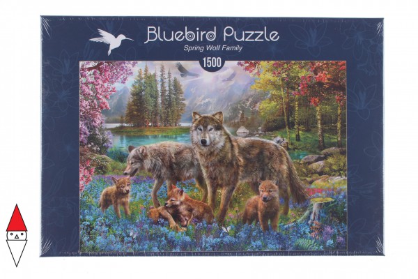 BLUEBIRD, BLUEBIRD-PUZZLE-70195, 3663384701955, PUZZLE ANIMALI BLUEBIRD LUPI SPRING WOLF FAMILY 1500 PZ