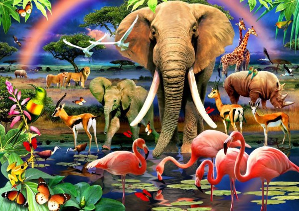 BLUEBIRD, BLUEBIRD-PUZZLE-70286, 3663384702860, PUZZLE ANIMALI BLUEBIRD ANIMALI VARI AFRICAN SAVANNAH 1500 PZ