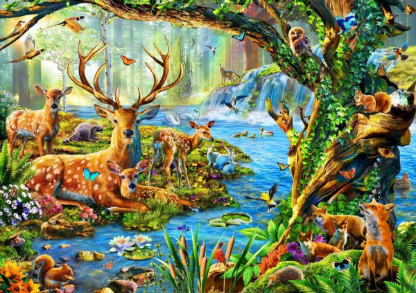 BLUEBIRD, BLUEBIRD-PUZZLE-70185, 3663384701856, PUZZLE ANIMALI BLUEBIRD FORESTA FOREST LIFE 1500 PZ