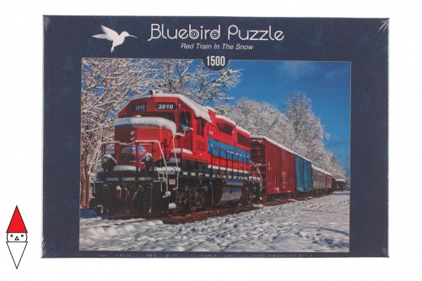 BLUEBIRD, BLUEBIRD-PUZZLE-70282, 3663384702822, PUZZLE MEZZI DI TRASPORTO BLUEBIRD TRENI RED TRAIN IN THE SNOW 1500 PZ
