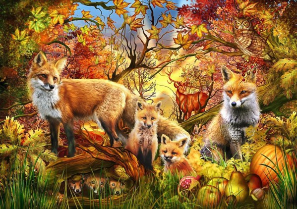 BLUEBIRD, BLUEBIRD-PUZZLE-70165, 3663384701658, PUZZLE ANIMALI BLUEBIRD VOLPI SPIRIT OF AUTUMN 1500 PZ