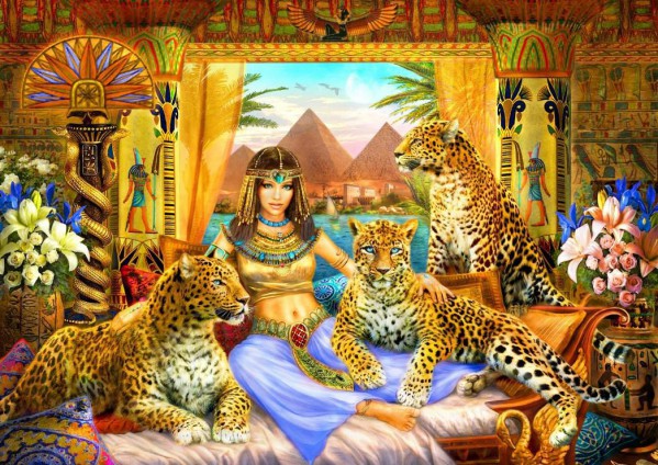 BLUEBIRD, BLUEBIRD-PUZZLE-70198, 3663384701986, PUZZLE ANIMALI BLUEBIRD LEOPARDI EGYPTIAN QUEEN OF THE LEOPARDS 2000 PZ