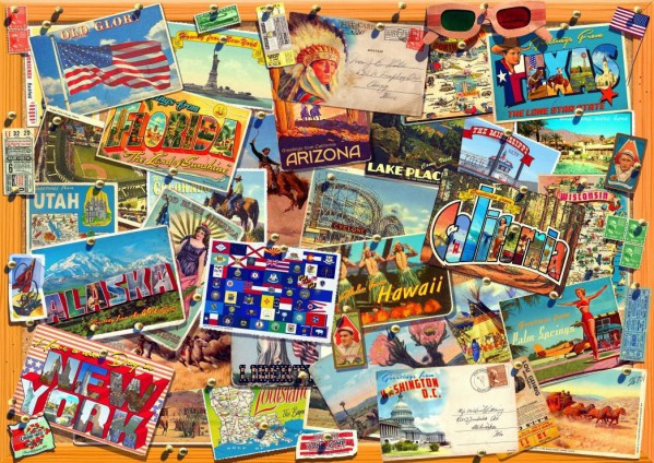 BLUEBIRD, BLUEBIRD-PUZZLE-70170, 3663384701702, PUZZLE OGGETTI BLUEBIRD CARTOLINE POSTCARD (USA) 3000 PZ