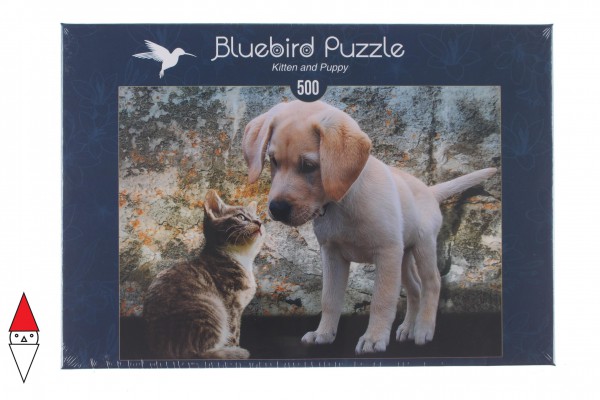 BLUEBIRD, BLUEBIRD-PUZZLE-70004, 3663384700040, PUZZLE ANIMALI BLUEBIRD GATTI KITTEN AND PUPPY 500 PZ
