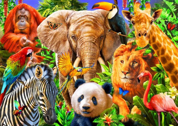 BLUEBIRD, BLUEBIRD-PUZZLE-70187, 3663384701870, PUZZLE ANIMALI BLUEBIRD ANIMALI VARI ANIMALS FOR KIDS 500 PZ