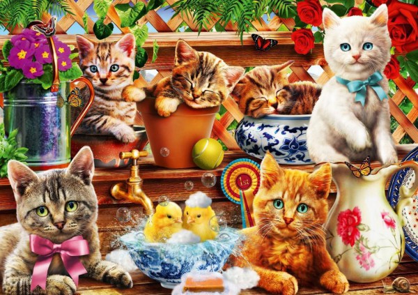 BLUEBIRD, 70241-P, 3663384702419, PUZZLE ANIMALI BLUEBIRD GATTI KITTENS IN THE POTTING SHED 1000 PZ