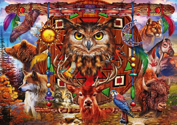BLUEBIRD, BLUEBIRD-PUZZLE-70257-P, 3663384702570, PUZZLE ANIMALI BLUEBIRD ANIMALI VARI ANIMAL TOTEM 4000 PZ