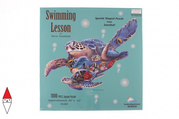 SUNSOUT, SUNSOUT-90289, 796780902893, PUZZLE SAGOMATO SUNSOUT TARTARUGHE STEVE SUNDRAM - SWIMMING LESSON 1000 PZ