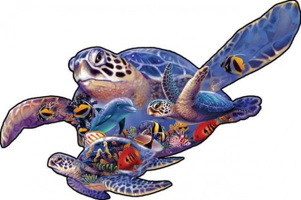 SUNSOUT, SUNSOUT-90289, 796780902893, PUZZLE SAGOMATO SUNSOUT TARTARUGHE STEVE SUNDRAM - SWIMMING LESSON 1000 PZ