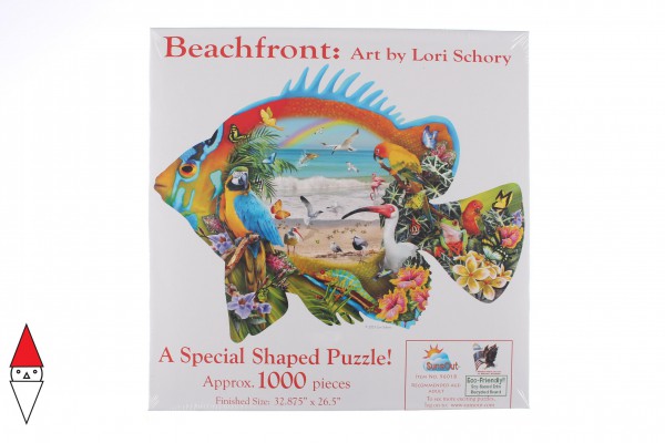 SUNSOUT, SUNSOUT-96018, 796780960183, PUZZLE SAGOMATO SUNSOUT PESCI LORI SCHORY - BEACHFRONT 1000 PZ