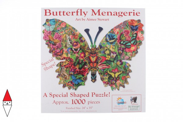 SUNSOUT, SUNSOUT-96127, 796780961272, PUZZLE SAGOMATO SUNSOUT FARFALLE AIMEE STEWART - BUTTERFLY MENAGERIE 1000 PZ