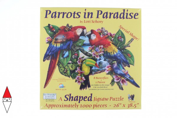 SUNSOUT, SUNSOUT-95278, 796780952782, PUZZLE SAGOMATO SUNSOUT PAPPAGALLI LORI SCHORY - PARROTS IN PARADISE 1000 PZ