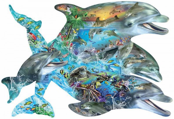 SUNSOUT, SUNSOUT-95264, 796780952645, PUZZLE SAGOMATO SUNSOUT DELFINI 1000 PZ