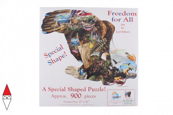 SUNSOUT, SUNSOUT-97270, 796780972704, PUZZLE SAGOMATO SUNSOUT AQUILE LORI SCHORY - FREEDOM FOR ALL 900 PZ