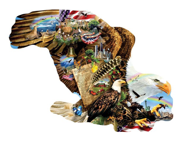 SUNSOUT, SUNSOUT-97270, 796780972704, PUZZLE SAGOMATO SUNSOUT AQUILE LORI SCHORY - FREEDOM FOR ALL 900 PZ