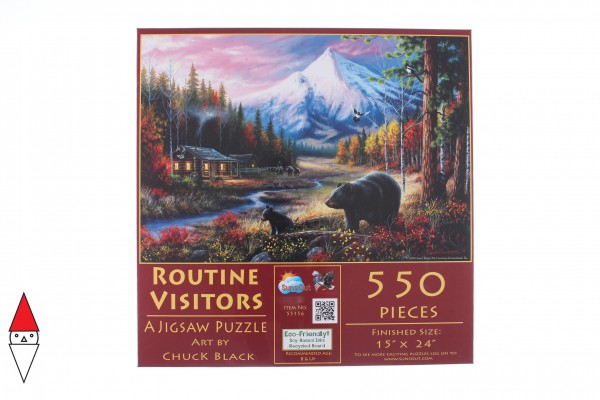 SUNSOUT, SUNSOUT-55156, 796780551565, PUZZLE ANIMALI SUNSOUT ORSI CHUCK BLACK - ROUTINE VISITORS 550 PZ