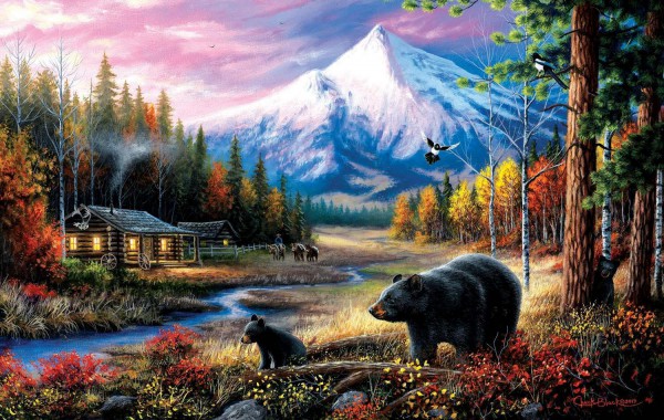 SUNSOUT, SUNSOUT-55156, 796780551565, PUZZLE ANIMALI SUNSOUT ORSI CHUCK BLACK - ROUTINE VISITORS 550 PZ