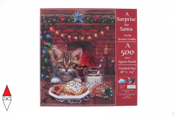 SUNSOUT, SUNSOUT-37054, 796780370548, PUZZLE ANIMALI SUNSOUT GATTI BROOKE FAULDER - A SURPRISE FOR SANTA 500 PZ