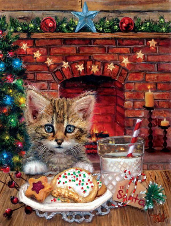 SUNSOUT, SUNSOUT-37054, 796780370548, PUZZLE ANIMALI SUNSOUT GATTI BROOKE FAULDER - A SURPRISE FOR SANTA 500 PZ