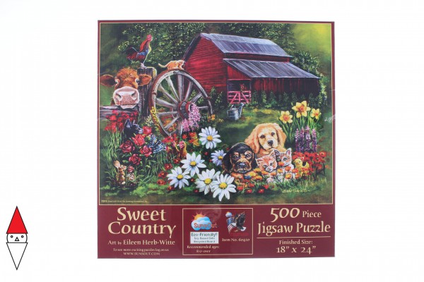 SUNSOUT, SUNSOUT-60410, 796780604100, PUZZLE ANIMALI SUNSOUT CANI EILEEN HERB-WITTE - SWEET COUNTRY 500 PZ