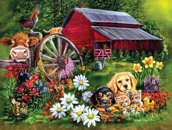 SUNSOUT, SUNSOUT-60410, 796780604100, PUZZLE ANIMALI SUNSOUT CANI EILEEN HERB-WITTE - SWEET COUNTRY 500 PZ