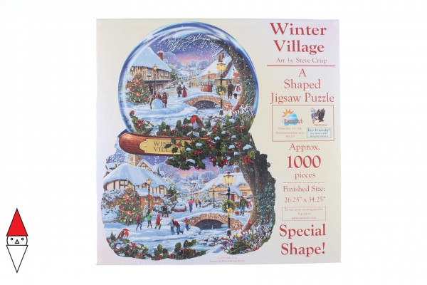 SUNSOUT, SUNSOUT-97152, 796780971523, PUZZLE SAGOMATO SUNSOUT NATALE STEVE CRISP - WINTER VILLAGE 1000 PZ