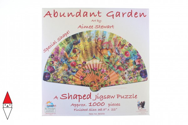 SUNSOUT, SUNSOUT-96102, 796780961029, PUZZLE SAGOMATO SUNSOUT VENTAGLI AIMEE STEWART - ABUNDANT GARDEN 1000 PZ