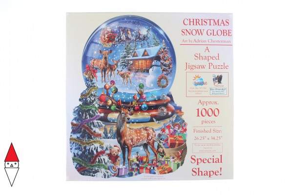 SUNSOUT, SUNSOUT-97182, 796780971820, PUZZLE SAGOMATO SUNSOUT NATALE ADRIAN CHESTERMAN - CHRISTMAS SNOW GLOBE 1000 PZ