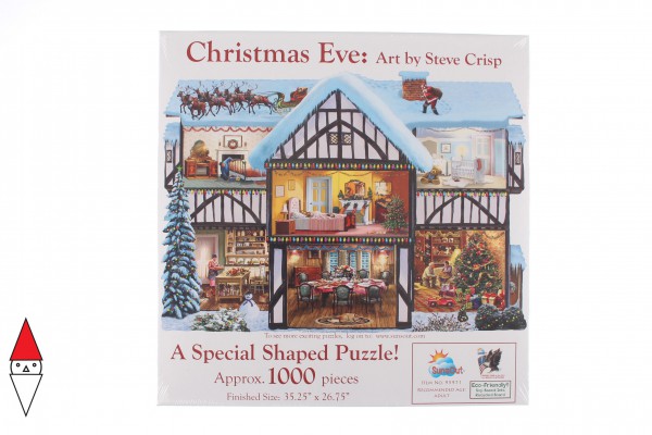 SUNSOUT, SUNSOUT-95971, 796780959712, PUZZLE SAGOMATO SUNSOUT NATALE STEVE CRISP - CHRISTMAS EVE 1000 PZ