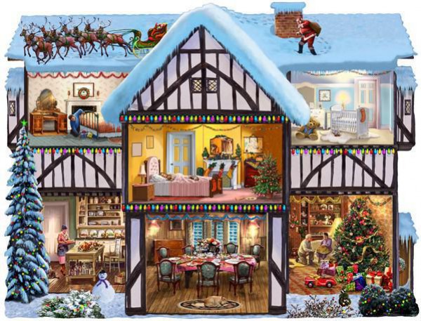 SUNSOUT, SUNSOUT-95971, 796780959712, PUZZLE SAGOMATO SUNSOUT NATALE STEVE CRISP - CHRISTMAS EVE 1000 PZ