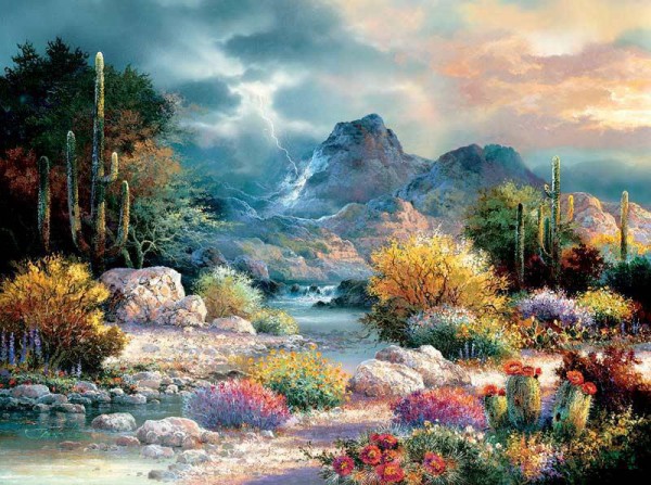 SUNSOUT, SUNSOUT-18085, 796780180857, PUZZLE PAESAGGI SUNSOUT FIORI E GIARDINI JAMES LEE - SPRINGTIME VALLEY 1000 PZ