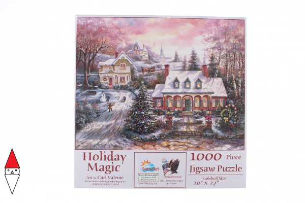 SUNSOUT, SUNSOUT-17729, 796780177291, PUZZLE PAESAGGI SUNSOUT INVERNO CARL VALENTE - HOLIDAY MAGIC 1000 PZ