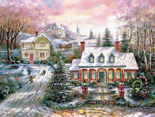 SUNSOUT, SUNSOUT-17729, 796780177291, PUZZLE PAESAGGI SUNSOUT INVERNO CARL VALENTE - HOLIDAY MAGIC 1000 PZ
