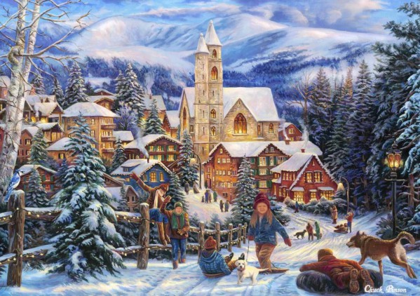 BLUEBIRD, BLUEBIRD-PUZZLE-70053, 3663384700538, PUZZLE TEMATICO BLUEBIRD NATALE SLEDDING TO TOWN 1500 PZ