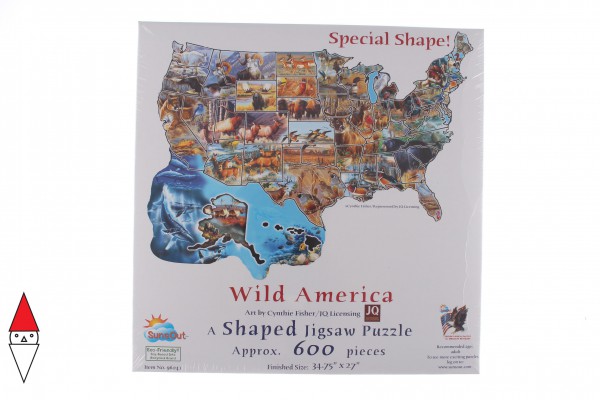 SUNSOUT, SUNSOUT-96041, 796780960411, PUZZLE SAGOMATO SUNSOUT NAZIONI CYNTHIE FISHER - WILD AMERICA 600 PZ