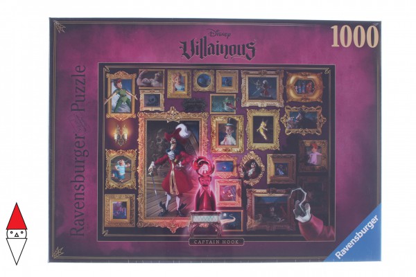 RAVENSBURGER, 15022, 4005556150229, PUZZLE DISNEY RAVENSBURGER CARTONI ANIMATI VILLAINOUS CAPITAN HOOK 1000 PZ