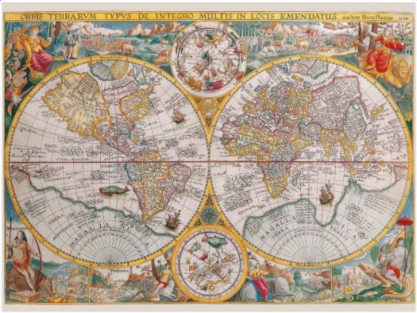 RAVENSBURGER, 16381, 4005556163816, PUZZLE OGGETTI RAVENSBURGER CARTE GEOGRAFICHE MAPPAMONDO STORICO 1500 PZ