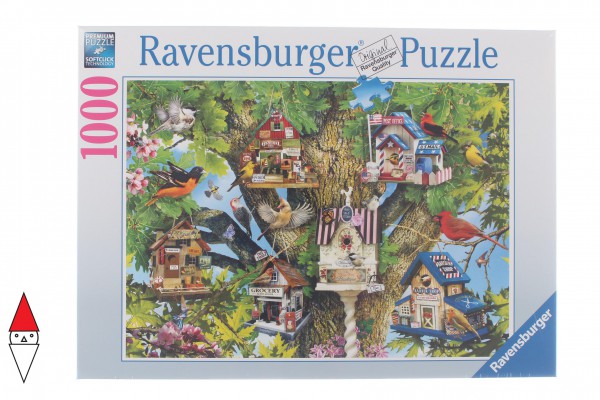 RAVENSBURGER, 19691, 4005556196913, PUZZLE ANIMALI RAVENSBURGER UCCELLI BIRD VILLAGE 1000 PZ
