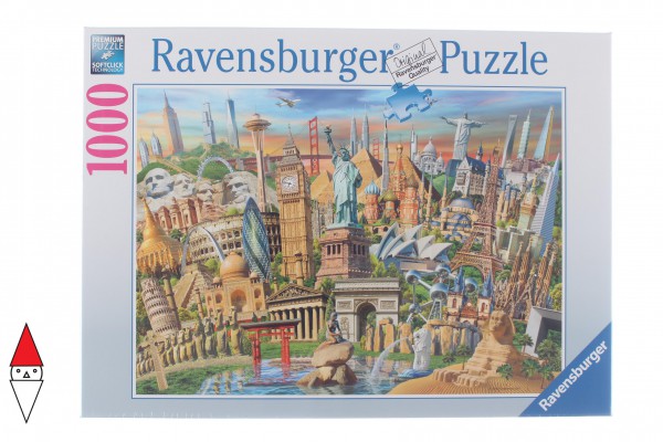 RAVENSBURGER, 19890, 4005556198900, PUZZLE EDIFICI RAVENSBURGER WORLD LANDMARKS 1000 PZ