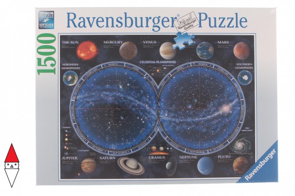 RAVENSBURGER, 16373, 4005556163731, PUZZLE TEMATICO RAVENSBURGER SPAZIO PLANISFERO CELESTE 1500 PZ