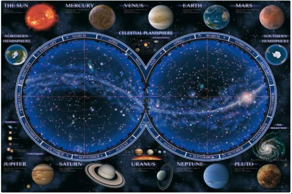 RAVENSBURGER, 16373, 4005556163731, PUZZLE TEMATICO RAVENSBURGER SPAZIO PLANISFERO CELESTE 1500 PZ