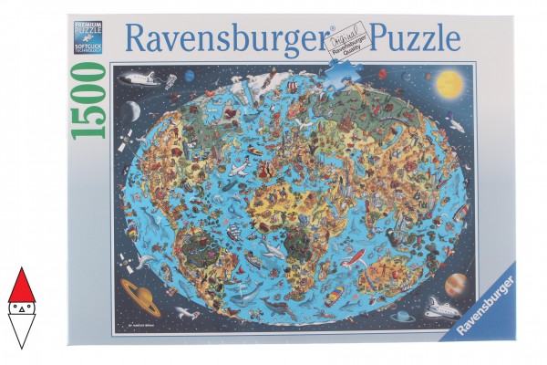 RAVENSBURGER, 16360, 4005556163601, PUZZLE OGGETTI RAVENSBURGER CARTE GEOGRAFICHE TERRA COLORATA 1500 PZ