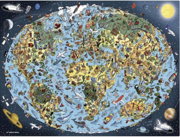 RAVENSBURGER, 16360, 4005556163601, PUZZLE OGGETTI RAVENSBURGER CARTE GEOGRAFICHE TERRA COLORATA 1500 PZ